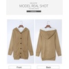 image:imageSidefeel Womens Cable Knit Fleece Lined Hood Cardigan SweatersHooded Light Khaki