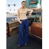 image:imageSidefeel Womens Fleece Lined Jeans Wide Leg High Waisted Denim PantsDark Blue