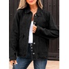 image:imageSidefeel Womens Jean Jacket Long Sleeve Ruffled Denim Jacket ShacketBlack