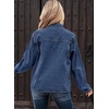 image:imageSidefeel Womens Jean Jacket Long Sleeve Ruffled Denim Jacket ShacketDark Blue