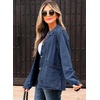 image:imageSidefeel Womens Jean Jacket Long Sleeve Ruffled Denim Jacket ShacketDark Blue