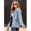 image:imageSidefeel Womens Jean Jacket Long Sleeve Ruffled Denim Jacket ShacketMyosotis