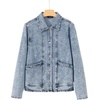 image:imageSidefeel Womens Jean Jacket Long Sleeve Ruffled Denim Jacket ShacketMyosotis