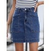 image:imageSidefeel Womens Jean Skirt High Waisted Denim Skirt with PocketsDark Blue