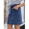image:imageSidefeel Womens Jean Skirt High Waisted Denim Skirt with PocketsDark Blue