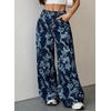 image:imageSidefeel Womens Jeans Floral Print Wide Leg High Waisted Jeans for WomenBig Floral Dark Blue