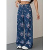 image:imageSidefeel Womens Jeans Floral Print Wide Leg High Waisted Jeans for WomenSmall Floral Blue