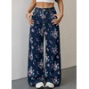 image:imageSidefeel Womens Jeans Floral Print Wide Leg High Waisted Jeans for WomenSmall Floral Dark Blue