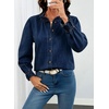 image:imageSidefeel Womens Ruffle Button Down Denim ShirtsBluing