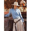image:imageSidefeel Womens Ruffle Button Down Denim ShirtsIceland Blue