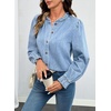 image:imageSidefeel Womens Ruffle Button Down Denim ShirtsIceland Blue