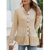 image:imageSidefeel Womens Ruffle Tiered Hem Button Down Shirts Babydoll BlousesApricot