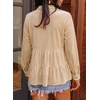 image:imageSidefeel Womens Ruffle Tiered Hem Button Down Shirts Babydoll BlousesApricot