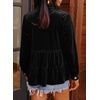 image:imageSidefeel Womens Ruffle Tiered Hem Button Down Shirts Babydoll BlousesBlack