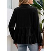 image:imageSidefeel Womens Ruffle Tiered Hem Button Down Shirts Babydoll BlousesBlack