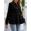 image:imageSidefeel Womens Ruffle Tiered Hem Button Down Shirts Babydoll BlousesBlack