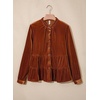 image:imageSidefeel Womens Ruffle Tiered Hem Button Down Shirts Babydoll BlousesBrown