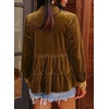 image:imageSidefeel Womens Ruffle Tiered Hem Button Down Shirts Babydoll BlousesKhaki