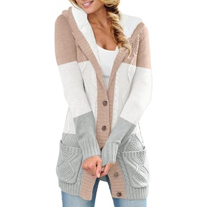 image:imageSidefeel Womens Cable Knit Fleece Lined Hood Cardigan SweatersHooded 21 Brown