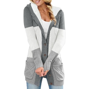 image:imageSidefeel Womens Cable Knit Fleece Lined Hood Cardigan SweatersHooded 22 Gray
