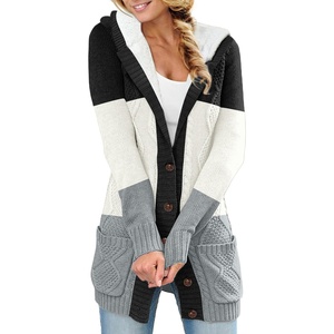 image:imageSidefeel Womens Cable Knit Fleece Lined Hood Cardigan SweatersHooded Deep 21 Black