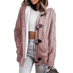 image:imageSidefeel Womens Cardigan Sweaters Hooded Fleece Lined CardigansK Pink