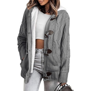 image:imageSidefeel Womens Cardigan Sweaters Hooded Fleece Lined CardigansKgrey