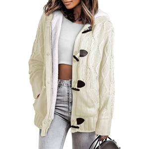 image:imageSidefeel Womens Cardigan Sweaters Hooded Fleece Lined CardigansKwhite