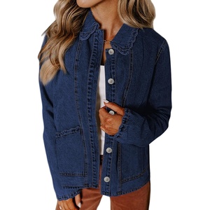 image:imageSidefeel Womens Jean Jacket Long Sleeve Ruffled Denim Jacket ShacketBluing