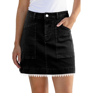 image:imageSidefeel Womens Jean Skirt High Waisted Denim Skirt with PocketsA Black