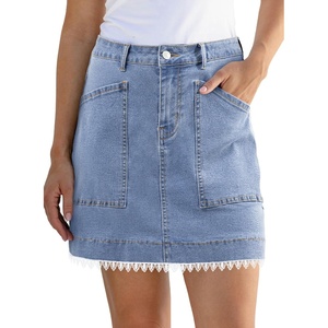 image:imageSidefeel Womens Jean Skirt High Waisted Denim Skirt with PocketsA Light Blue