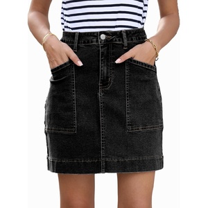 image:imageSidefeel Womens Jean Skirt High Waisted Denim Skirt with PocketsBlack