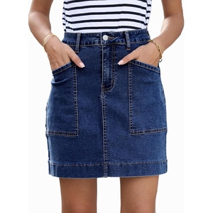 image:imageSidefeel Womens Jean Skirt High Waisted Denim Skirt with PocketsBluing