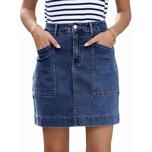 image:imageSidefeel Womens Jean Skirt High Waisted Denim Skirt with PocketsDark Blue