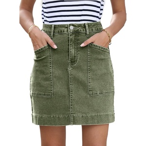 image:imageSidefeel Womens Jean Skirt High Waisted Denim Skirt with PocketsGreen