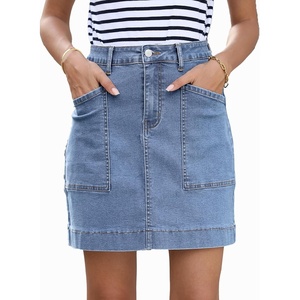 image:imageSidefeel Womens Jean Skirt High Waisted Denim Skirt with PocketsLight Blue