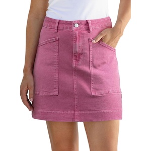 image:imageSidefeel Womens Jean Skirt High Waisted Denim Skirt with PocketsPink