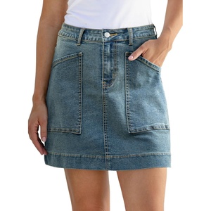 image:imageSidefeel Womens Jean Skirt High Waisted Denim Skirt with PocketsReal Teal