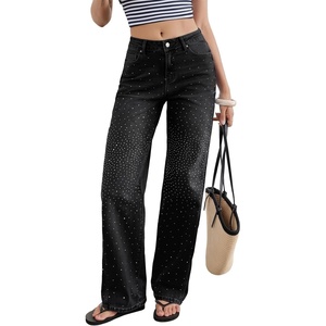 image:imageSidefeel Womens Rhinestone Jeans Sparkly Denim PantsBlack