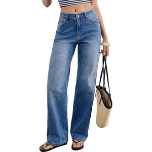 image:imageSidefeel Womens Rhinestone Jeans Sparkly Denim PantsDark Blue