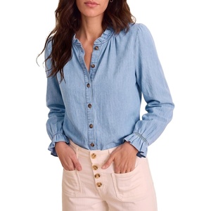 image:imageSidefeel Womens Ruffle Button Down Denim ShirtsIceland Blue
