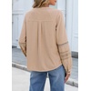 image:imageSidefeel Corduroy Button Down Shirts for Women Long Sleeve TopsBeige