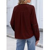 image:imageSidefeel Corduroy Button Down Shirts for Women Long Sleeve TopsBurgundy