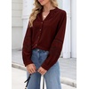 image:imageSidefeel Corduroy Button Down Shirts for Women Long Sleeve TopsBurgundy