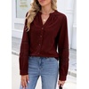 image:imageSidefeel Corduroy Button Down Shirts for Women Long Sleeve TopsBurgundy