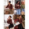 image:imageSidefeel Corduroy Button Down Shirts for Women Long Sleeve TopsBurgundy