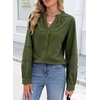 image:imageSidefeel Corduroy Button Down Shirts for Women Long Sleeve TopsGreen
