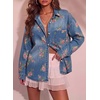 image:imageSidefeel Denim Shirt Women Button Down Printed Jean TopBlue