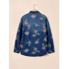 image:imageSidefeel Denim Shirt Women Button Down Printed Jean TopDark Blue