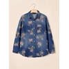 image:imageSidefeel Denim Shirt Women Button Down Printed Jean TopDark Blue